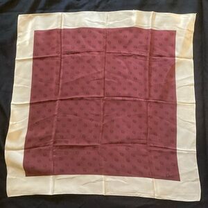 Dior Burgundy and Cream Logo Silk Scarf
